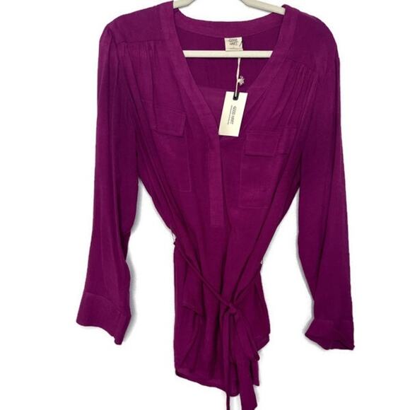 Matilda Jane Womens Tunic Long Sleeve Size Large Plum Purple V-neck Tie Waist - Picture 7 of 14
